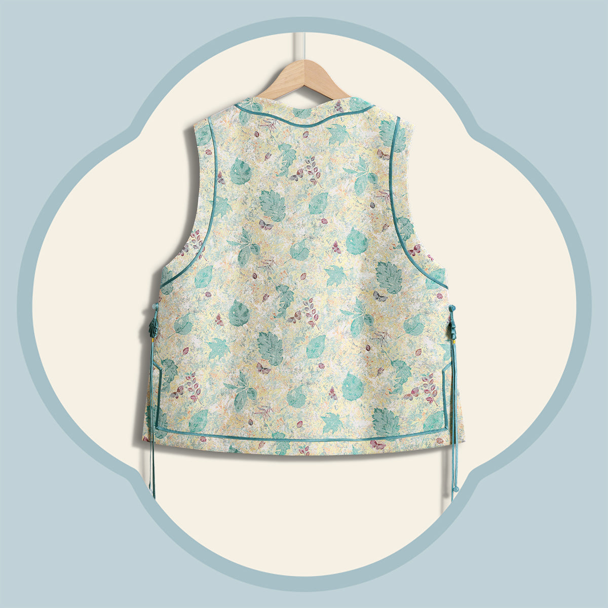Iridescent Liuli Song Brocade Side-Fastening Vest - Crimson Clouds & Delicate Shadows