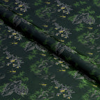 Birdsong in the Spring Mountains (Dark Green Base) Song Brocade Fabric