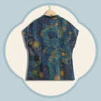 Xiangyunsha Silk Flutter-Sleeve Top - Blue Starry Sky