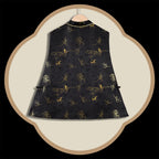 Bamboo and Swallows in Spring Sunshine (Black) Front-opening Vest