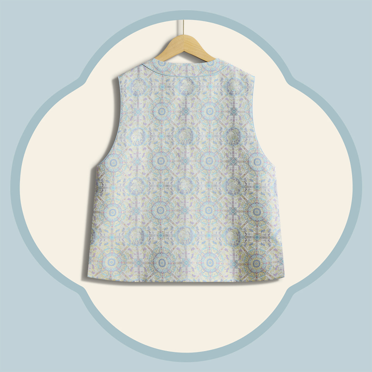 Jade Pink Song Brocade Round-Neck Vest - Loong and Phoenix Pattern
