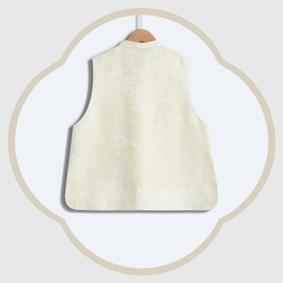 Silk and Wool Blend Vest - Butterfly Shadows Among Resting Clouds