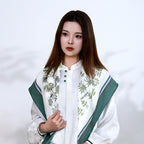 Striped Plant-Inspired Square Mulberry Silk Scarf/ Head Scarf/ Hair Scarf