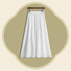 Silver-Woven Luo Silk A-Line Skirt - Elegant Leaves Shimmering