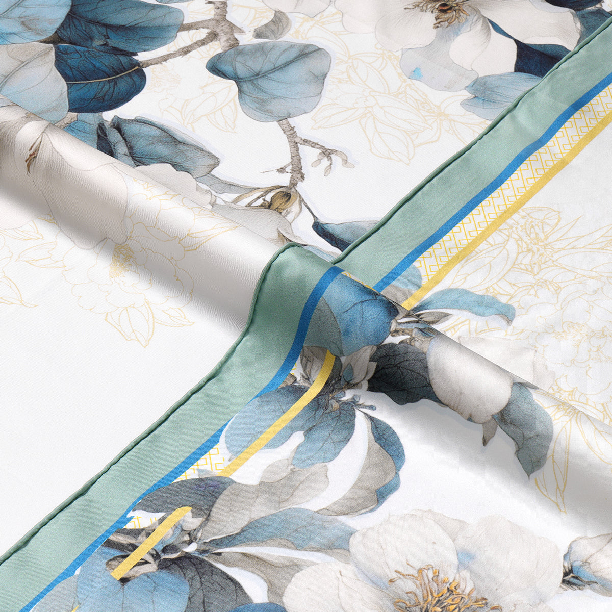 Fragrance of the Blue Magnolia Mulberry Square Silk Scarf for Women