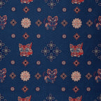 Auspicious Tigers and Reishi Mushrooms (Dark Blue) Song Brocade Fabric