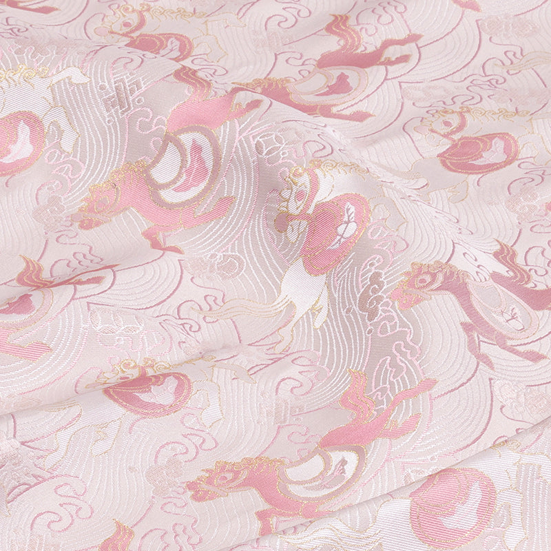 Wealth upon the Horse (Pink) Song Brocade Fabric