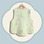 Luminous Gold Front-Opening Song Brocade Vest - Hibiscus&Butterflies