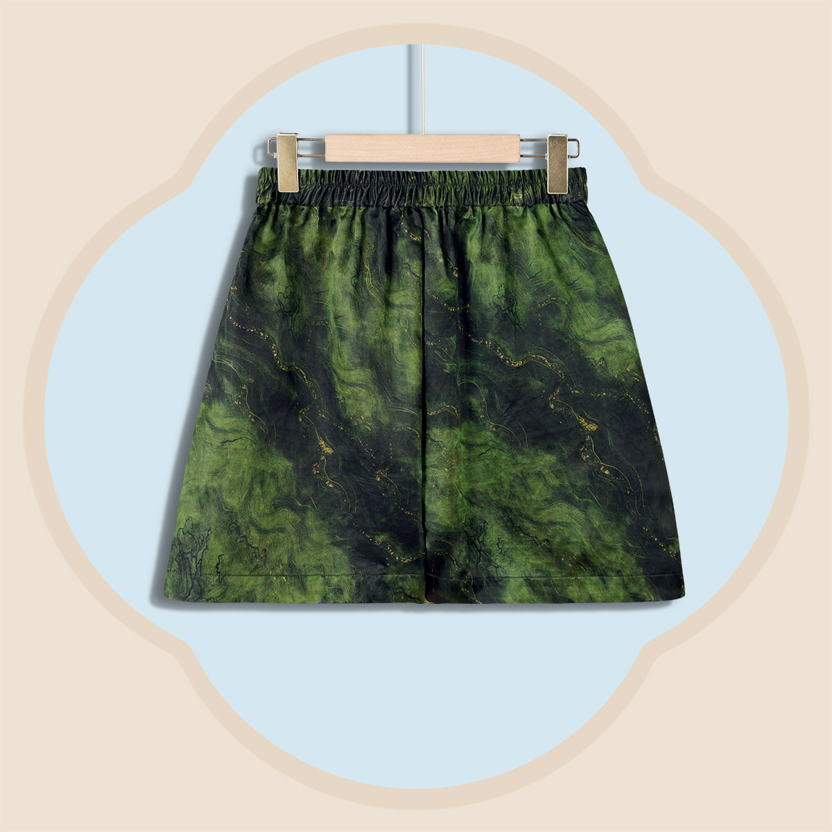 Green Base Loong Pattern Shorts