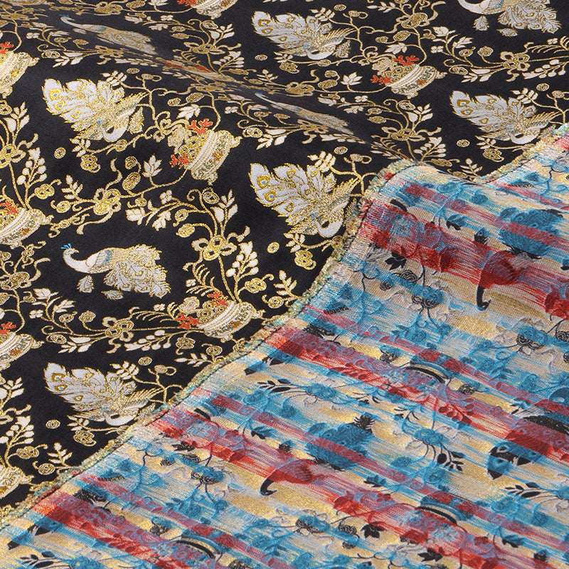 Peacock and Treasure Bronze Inlaid Song Brocade Fabric
