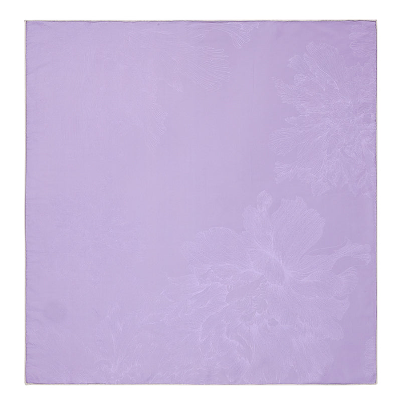 Purple Mist Champagne Peony Square Mulberry Silk Scarf