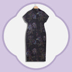 Dark Purple Peony Xiangyunsha Cheongsam