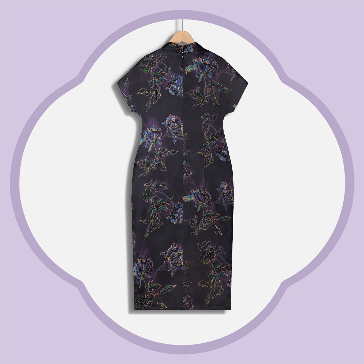 Dark Purple Peony Xiangyunsha Cheongsam