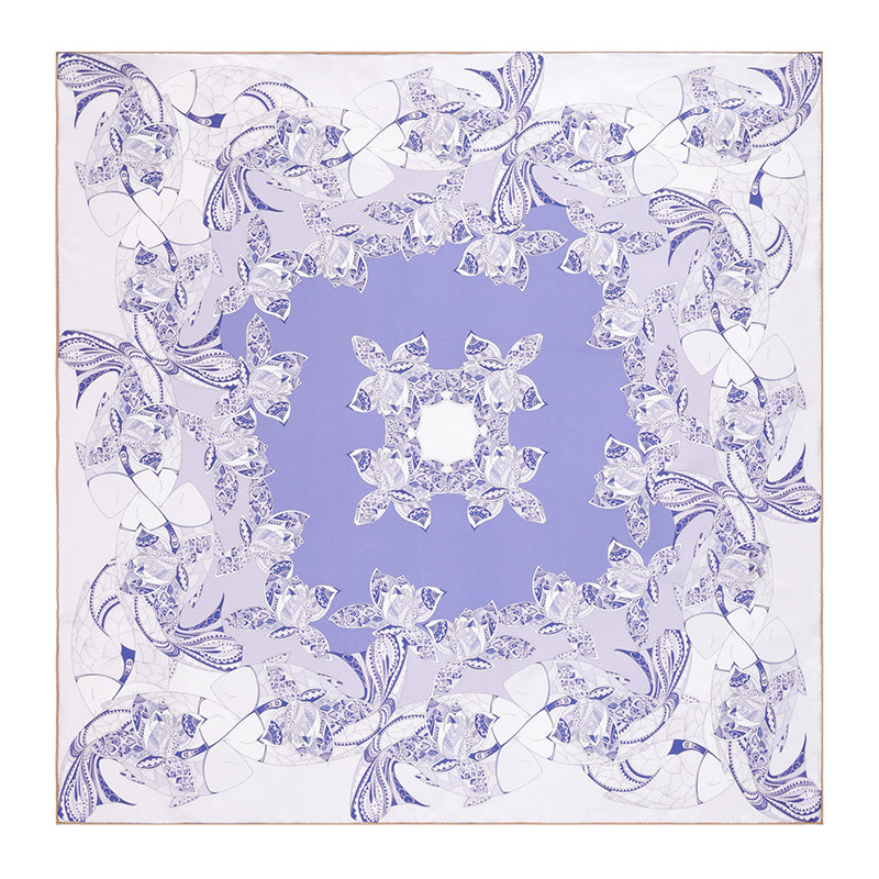Two-Tone Interwoven Pattern Mulberry Silk Square Scarf for Women