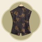 Xiangyunsha Silk Asymmetric-Front Top - Snow-Kissed Camellia