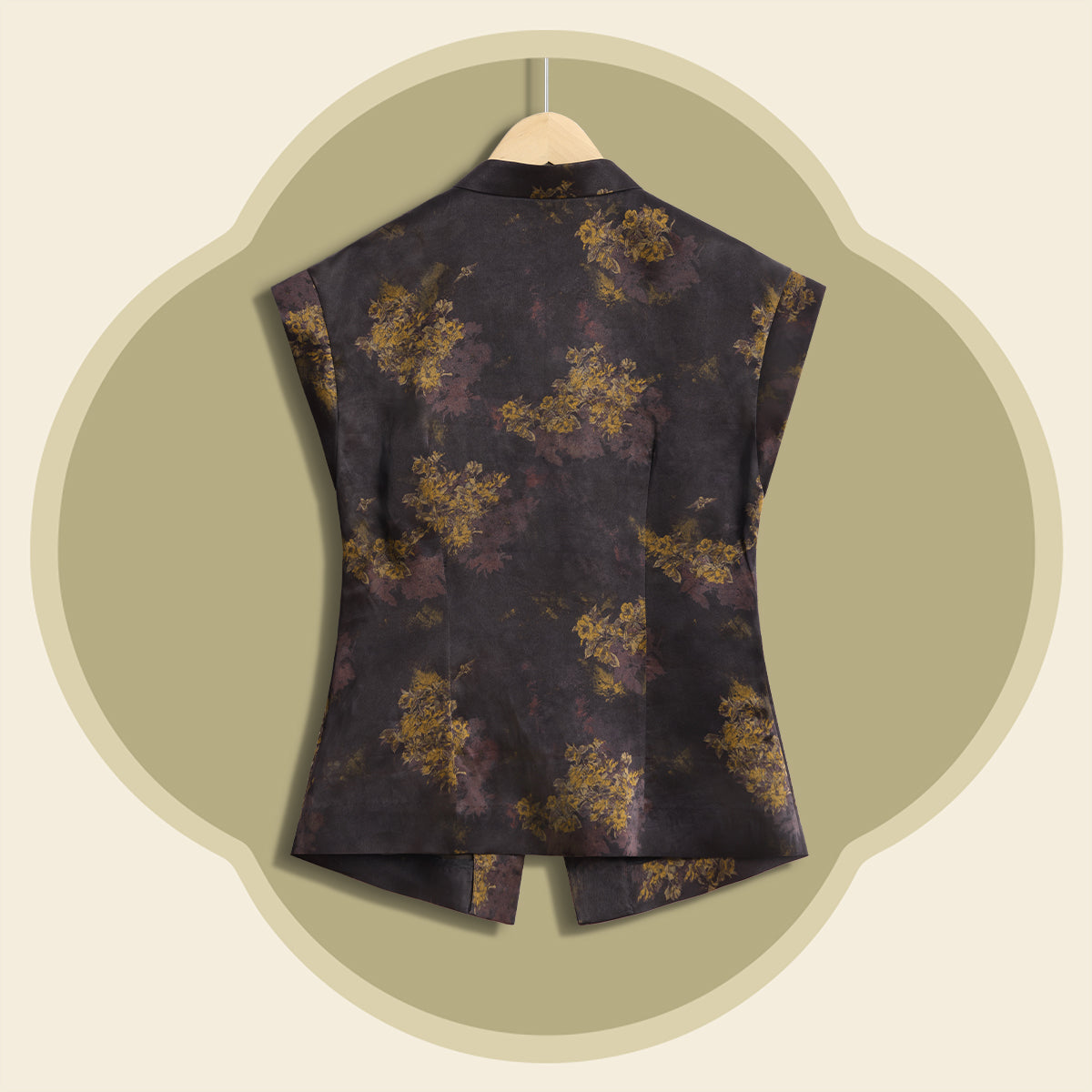 Xiangyunsha Silk Asymmetric-Front Top - Snow-Kissed Camellia
