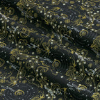 Falling Flowers, Flowing water, the Moon, and Swallows (Blue Gold) Song Brocade Fabric