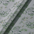 Birdsong in the Spring Mountains (Gray Green Base) Song Brocade Fabric