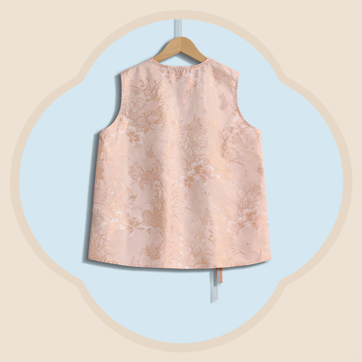 Lanhua-patterned Jacquard Sheer Sleeveless Top