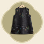 Long Xiangyunsha Silk Vest - Azure Peaks & Crane Whispers