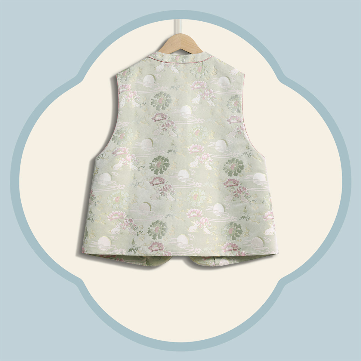 Jade Rabbit Gazing at the Moon Front-Opening Vest (Butterfly-Style Fasteners)