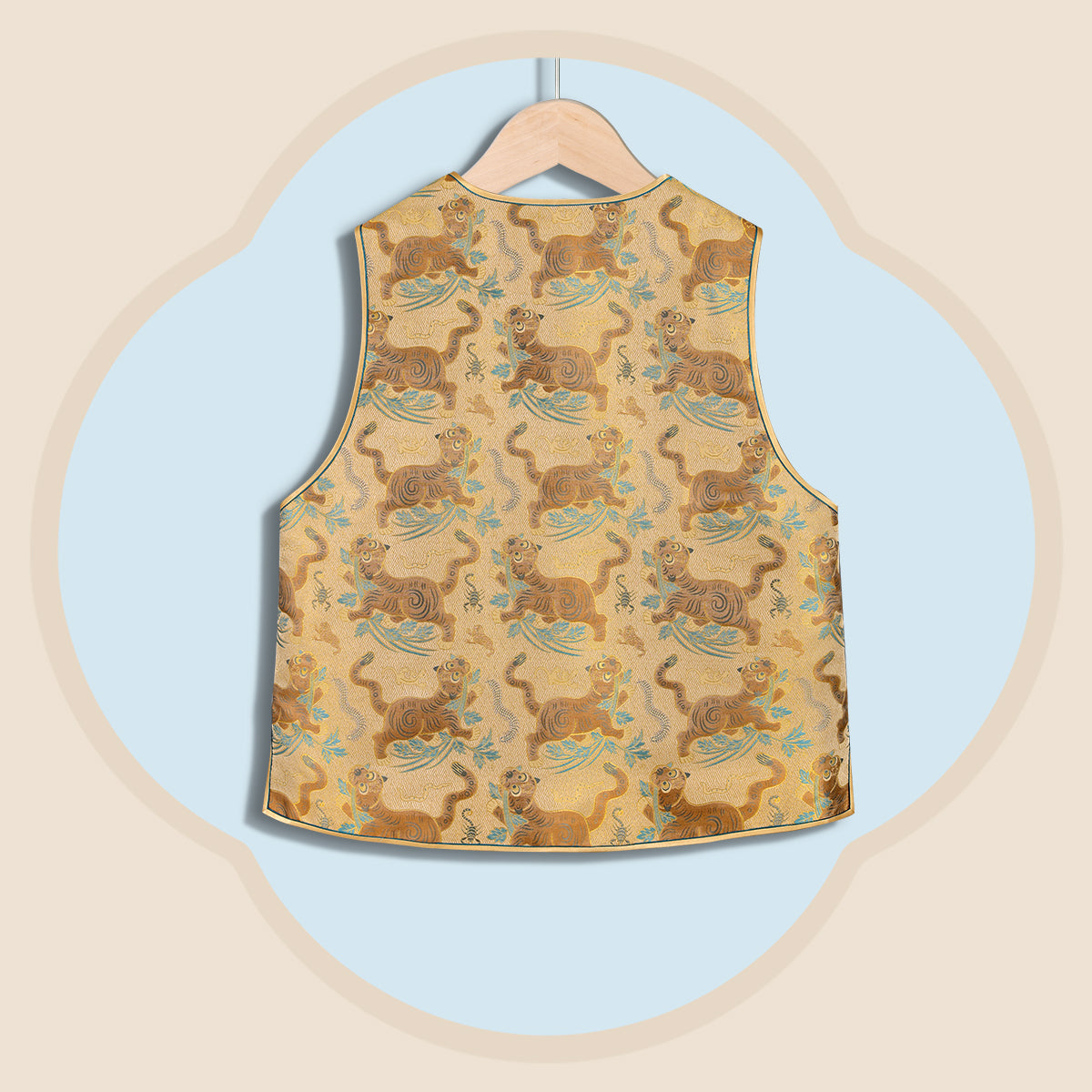Tiger Quelling Five Venomous Creatures Flower Closure Vest