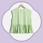 Luo Silk Babydoll Top - Flowers, Mist and Sleeping Butterflies (Green)
