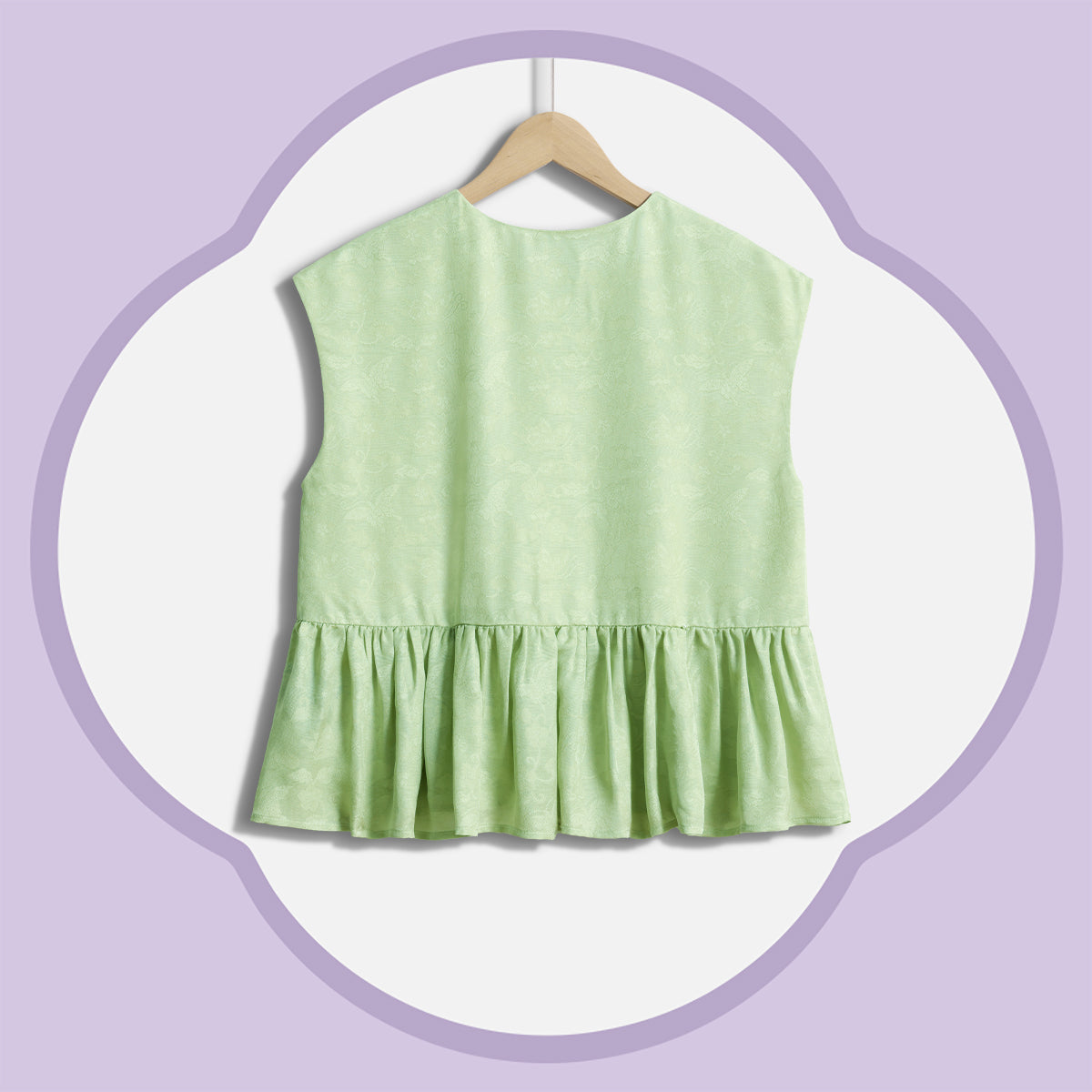 Luo Silk Babydoll Top - Flowers, Mist and Sleeping Butterflies (Green)