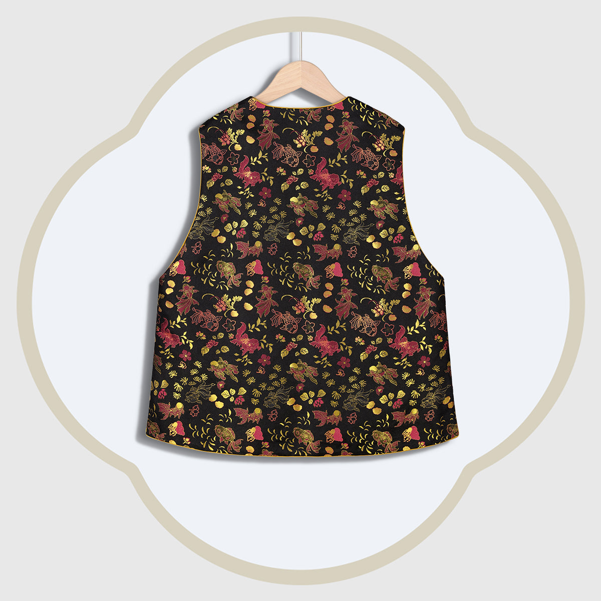 Goldfish and Seaweed Pattern Side-fastening Vest