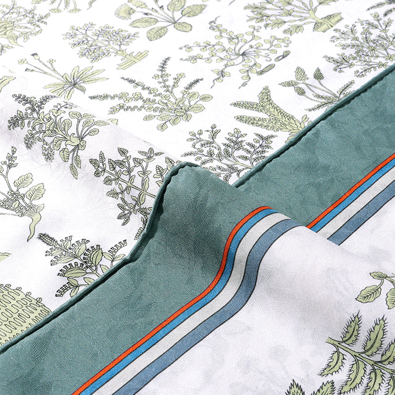 Striped Plant-Inspired Square Mulberry Silk Scarf/ Head Scarf/ Hair Scarf