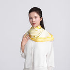 Golden Magnolia Herald the Spring Square Mulberry Silk Scarf