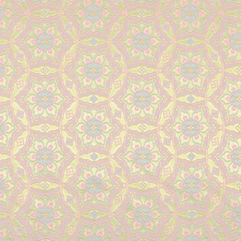 Pink and Gold Baoxiang Flower Plate Song Brocade Fabric