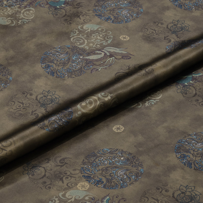 Gray based with Vintage Intertwined Floral and Vine Patterns Pizi Xiangyunsha
