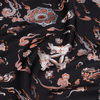 Three Rabbits Weaving Dreams (Black) Song Brocade Fabric