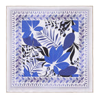 Blue Island Golden Palm Leaf Shadow Square Mulberry Silk Scarf/ Head Scarf/ Neck Scarf