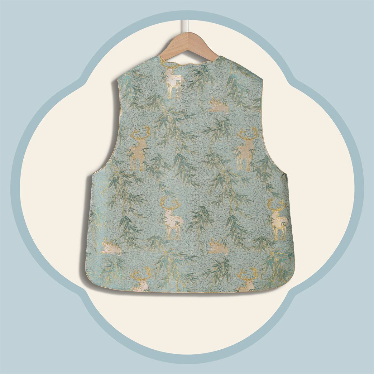 Deer and Bamboo in Harmony (Blue Gold Weaving) Vest