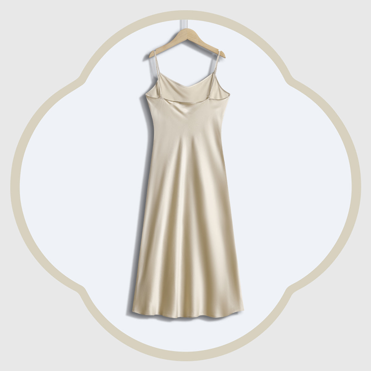 Light Champagne Silk Crepe Satin Cami Dress