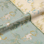 Deer and Bamboo in Harmony (Blue Gold Waving) Song Brocade Fabric