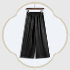 Xiangyunsha Silk Tassel Wide-Leg Trousers - Original Color Plain Crepe Satin