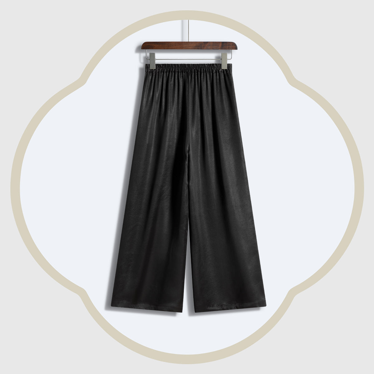 Xiangyunsha Silk Tassel Wide-Leg Trousers - Original Color Plain Crepe Satin