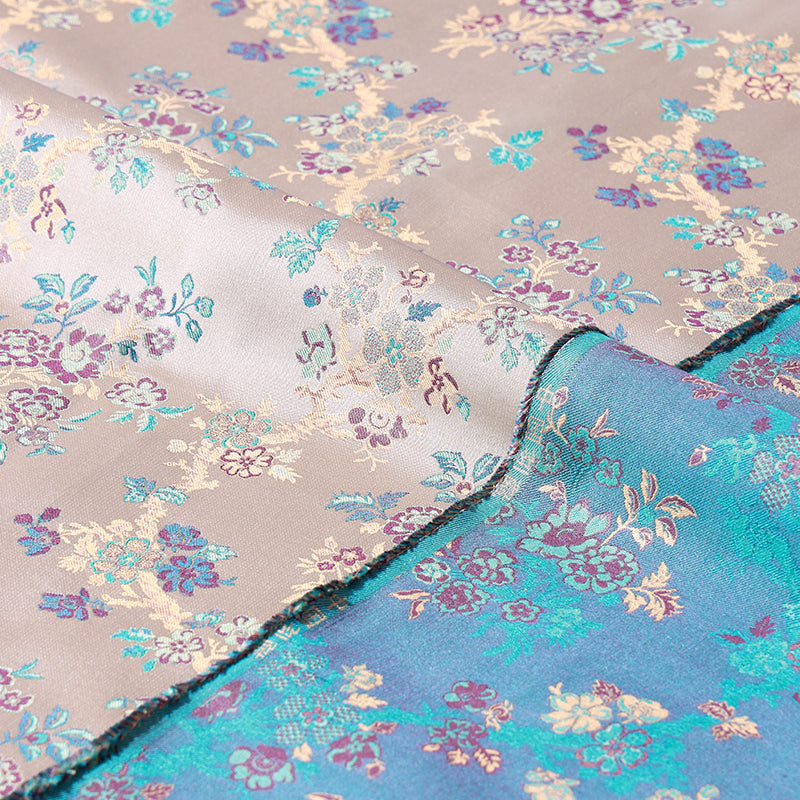 Blue-Purple Begonia Song Brocade Fabric