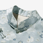Gray-Based Butterfly Camellia Stand-up Pipa- Style Collar Vest