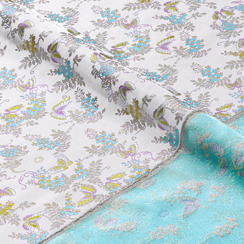 Colourful butterflies Fluttering (Light Pink) Song Brocade Fabric
