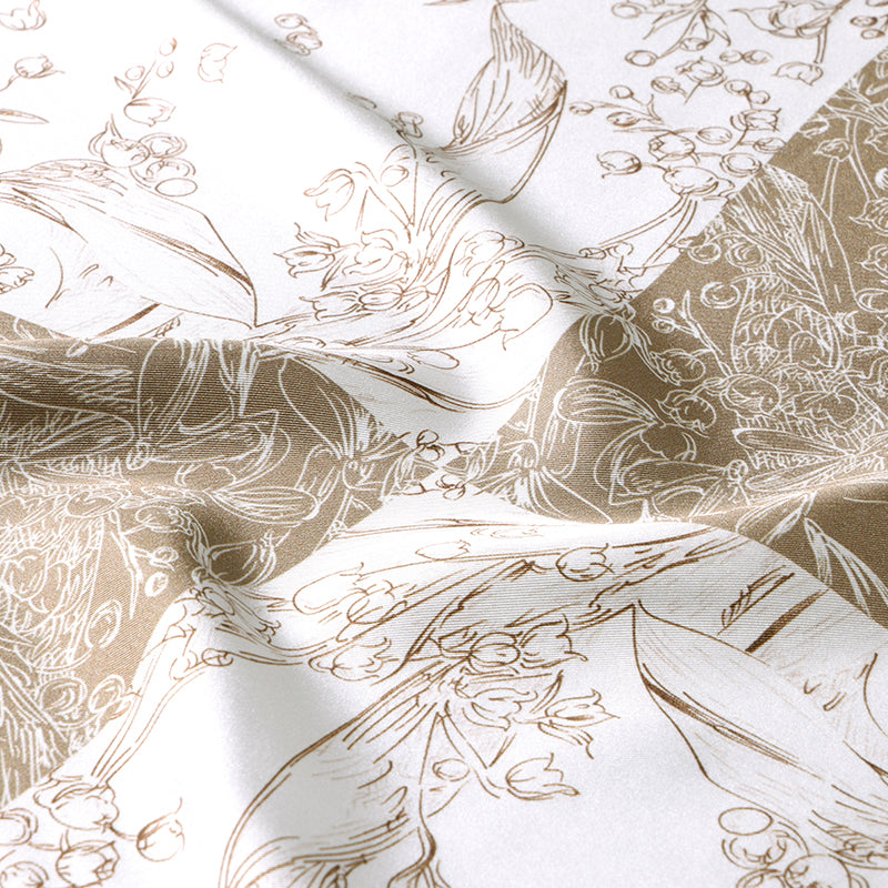 Double-Mirror Lily of the Valley Square Mulberry Silk Scarf