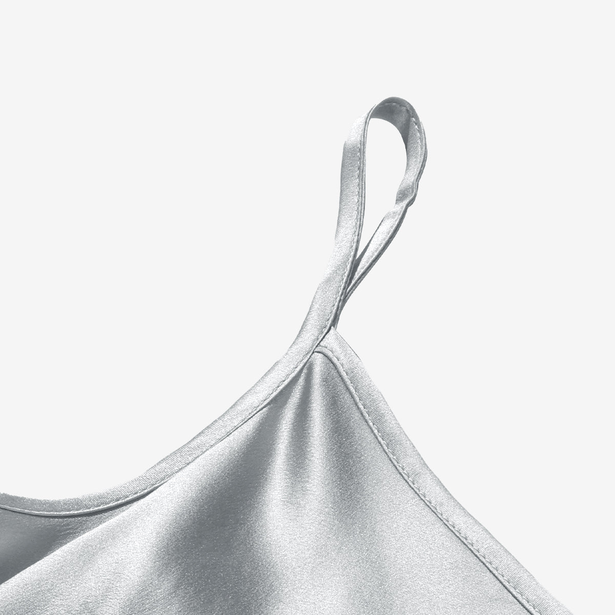 Silver Gray Silk Crepe Satin Cami Dress