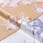 Two-Tone Interwoven Pattern Mulberry Silk Square Scarf for Women