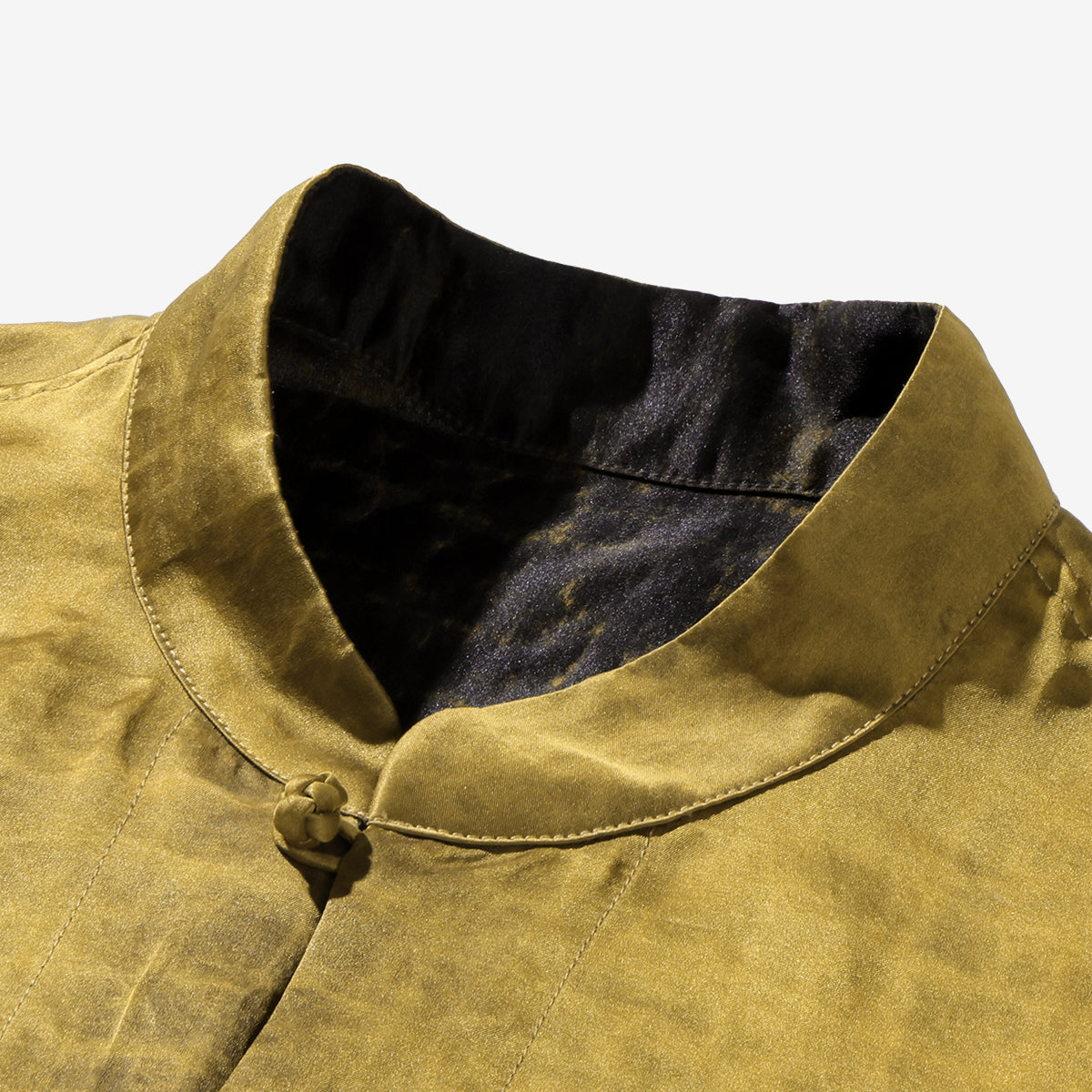 Reversible Gold-Satin Xiangyunsha Silk Straight-Front Top