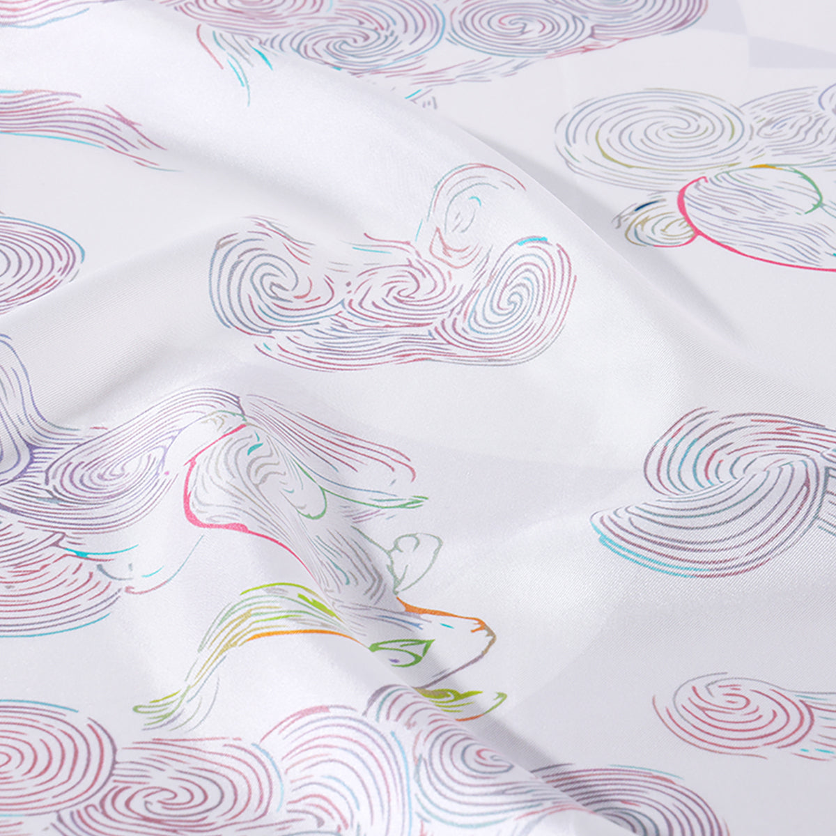 Spirit Rabbit Among the Clouds Silk Hair Scarf/ Silk Head Scarf/ Silk Neck Scarf for Women