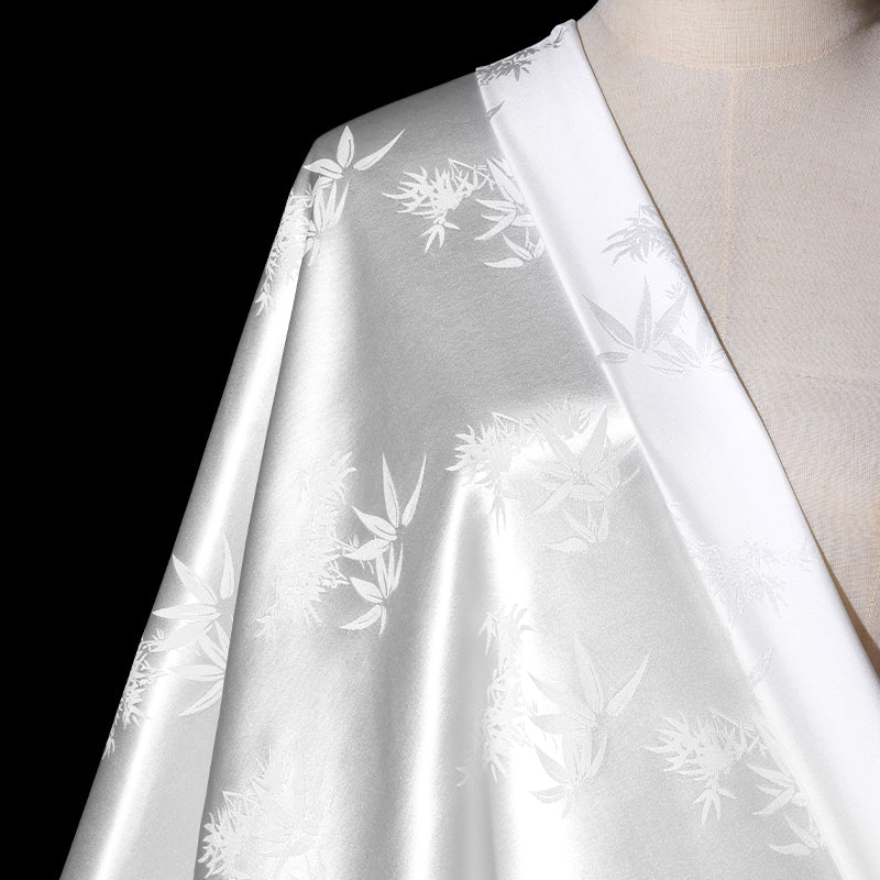 Bamboo Leaves Jacquard Satin (Thick)