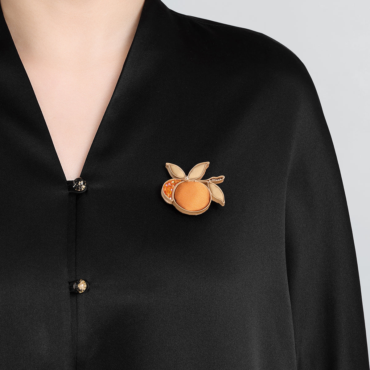 Persimmons Bring Good Fortune Flower-shaped Brooch